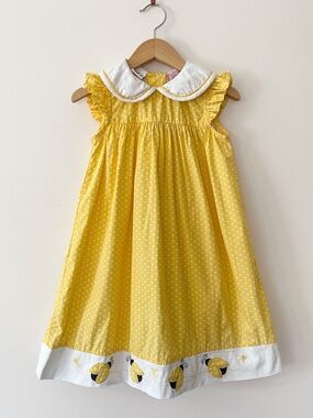 VINTAGE Y2K VGUC Embroidered Ladybug Polka Dot Peter Pan Collar Dress
